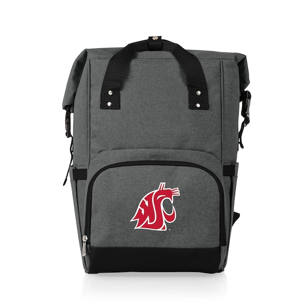 Picnic Time Family Of Brands NCAA Washington State Cougars On The Go Roll-Top Backpack CoolerHeathered Gray 616-00-105-636-0 - main