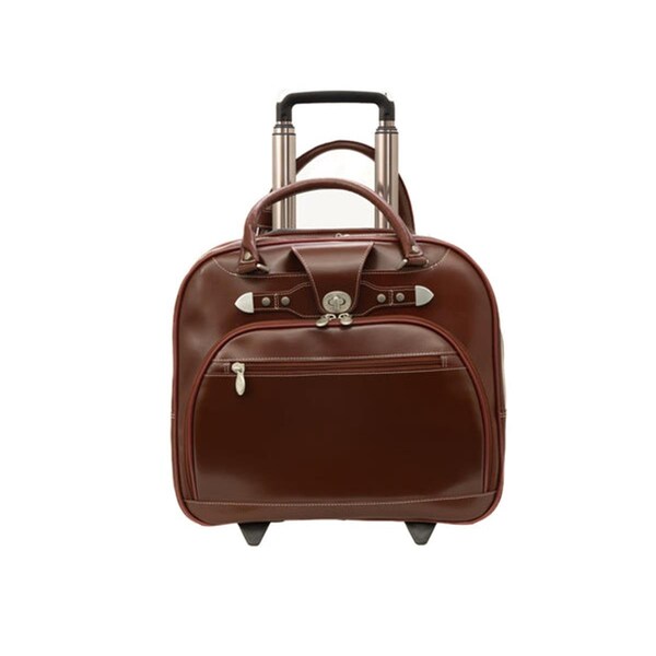 Mckleinusa 15.75 in. L Series Redwood Leather Wheeled Ladies Laptop Briefcase, Red 99696 - main