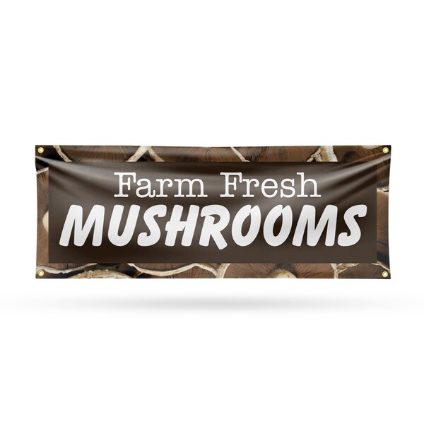 Signmission Farm Fresh Mushrooms, 18 Inch x 48 Inch, Vinyl Banner B-30602 - main