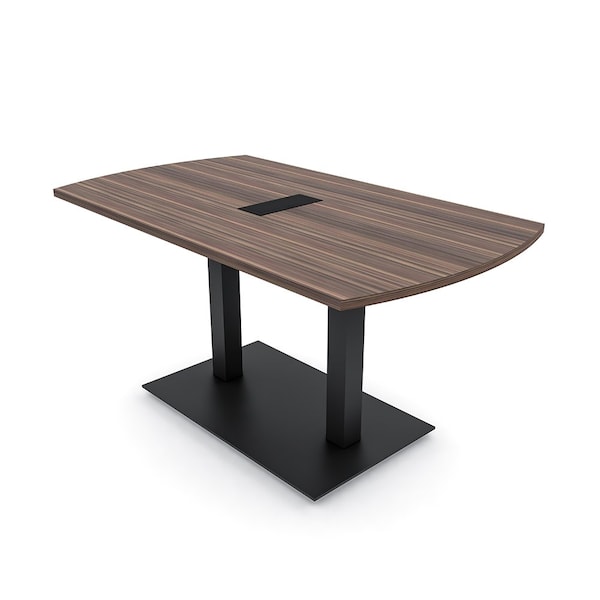 Skutchi Designs Arc Rectangle Meeting Room Table, 36 in W, 72 in L, Brown HAR-AREC-36X72-DOU.BK-H3041-EBLK - main