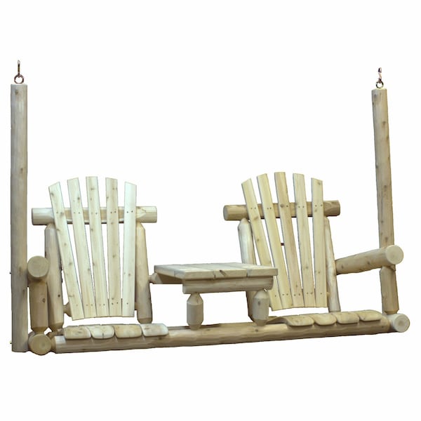 Homeroots 71" X 24" X 49" Natural Wood Tete-A-Tete Porch Swing 370281 - main