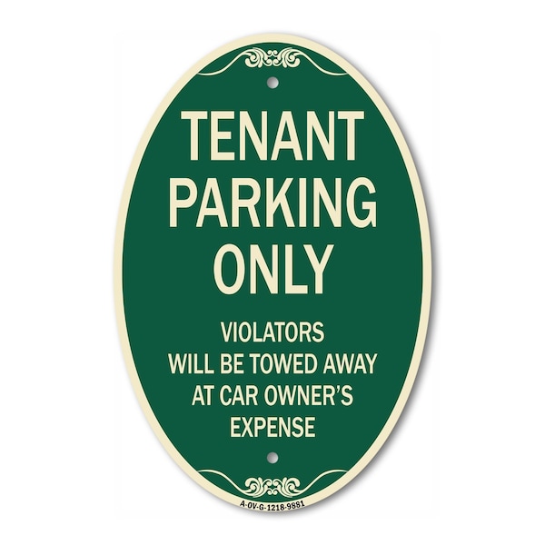 Signmission Tenant Parking Only Violators Will Be Towed A, 12 In X 18 In Architectural, Heavy Gauge Aluminum A-OV-G-1218-9881 - main