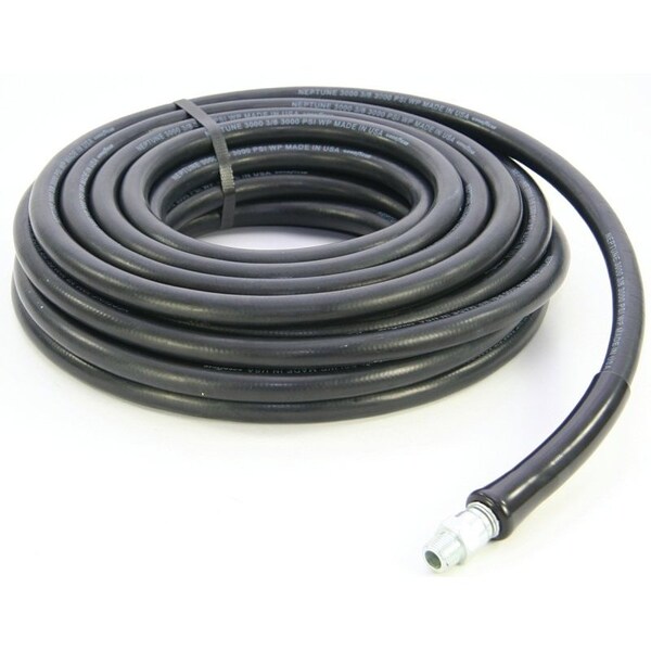 Abbott Rubber 1190-0375-50 Pressure Washer Hose Assembly, 3000 psi, NPT Male x Male Swivel, 50 ft L, Rubber 1190-0375-50 - main