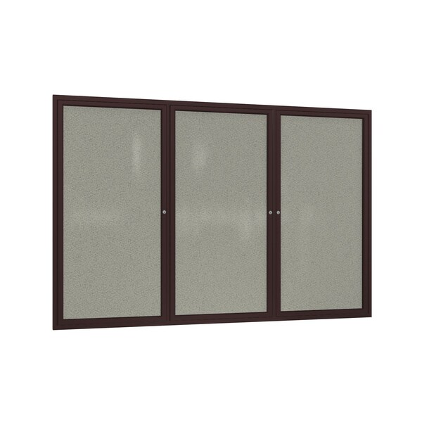 Ghent 3 Door Enclosed Fabric Bulletin Board, Bronze Aluminum Frame, 3'H x 6'W, Taupe PB33672F-96 - main