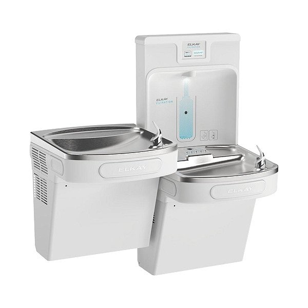 Elkay Filtered Bottle Filling Station and Bi-Lvl ADA Cooler Arctic Whi PFOA/PFOS and Lead Reduc Drop Down Wrap LZSTL8WSAP-PF - main
