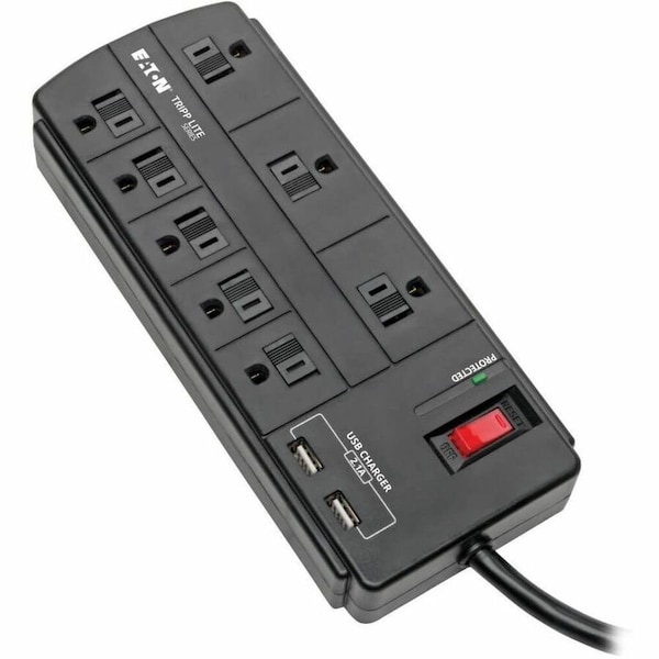 Tripp Lite Outlet Strip, Surge, USB, 5-15R, 5-15P, 6 ft., Black TLP88USBB - main