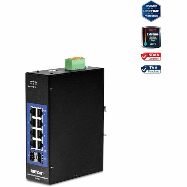 Trendnet 10-Port Industrial Gigabit L2 Managed DIN-Rail Switch TI-G102I - main