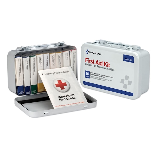 First Aid Only Unitized First Aid Kit for 10 People, 64-Pieces, OSHA/ANSI, Metal Case 240-AN - main