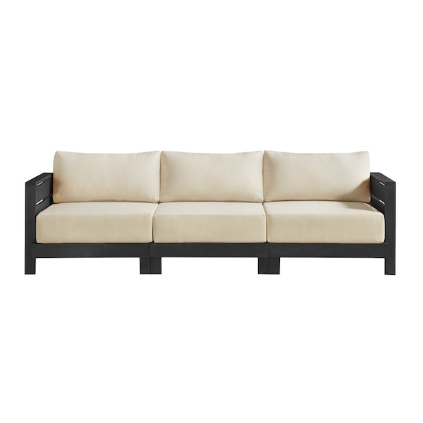 Alaterre Furniture Alaterre Barton 3 Seater Outdoor Sofa with Cream Cushions for Patio Black Finish 80-BARTON-3SOFA-B - main