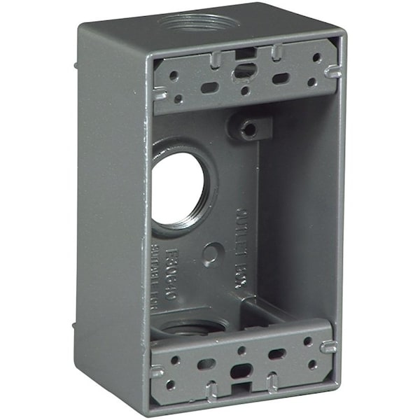 Eaton Wiring Devices Outlet Box, 3 -Outlet, 1 -Gang, Aluminum, Black, Powder-Coated, Wall Mounting 1116-SP - main
