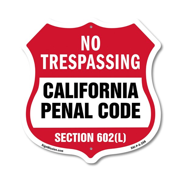 Signmission California No Trespassing Shield Sign Ca, 6 Inch X 6 Inch, Plastic Sign SHI-P-6-368 - main