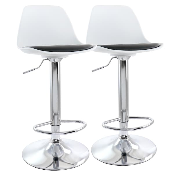Elama 2 Piece Adjustable Bar Stool in Black and White with Chrome Base ELM-836A-BLK-WHT - main