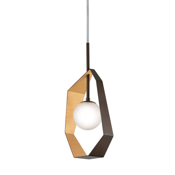 Troy Lighting Origami 1 Light Pendant 6 In. Bronze With Gold Leaf F5523-BRZ/GL/SS - main