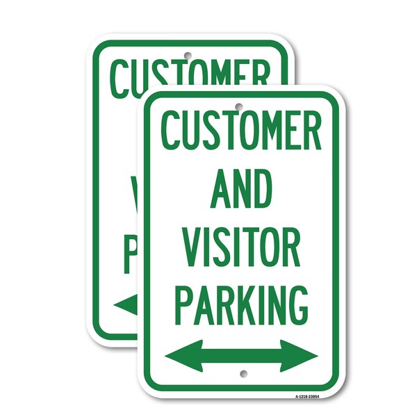 Signmission Reserved Parking Sign Customer and Visitor Parking Bid, 18'' X 24'', Heavy Gauge Aluminum, 2PK A-1824-2PACK-23054 - main