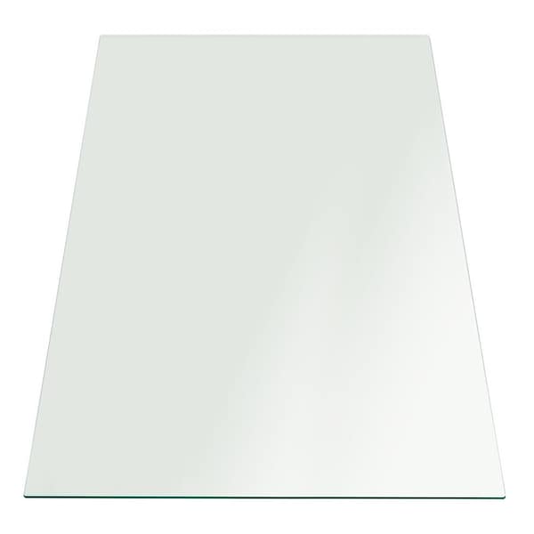 Fab Glass And Mirror Glass Table Top, 24in X 48in, Clear, Tempered, Wall Mirror, Safety Backing, Clear Finish 24x48REC6THFLTE - main