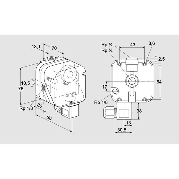 Honeywell Kromschroder Gas Pressure Switch, DG Series, 0.4–500 mbar Range KS84447022 - main