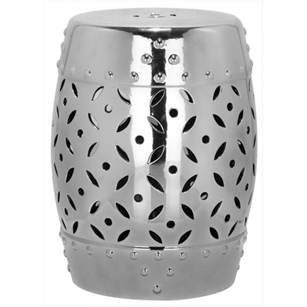 Safavieh Ceramic Lattice Coin Garden Stool, Silver ACS4510E - main