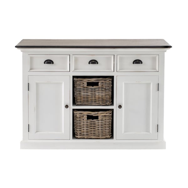 Homeroots Modern Farmhouse Brown And White Large Accent Cabinet 388227 - main