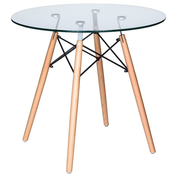 Leisuremod Round 30 in W, 29 in L, Glass/Beech Wood, Clear EP31CLTR - main