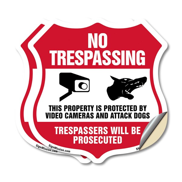 Signmission No Trespassing Shield Sign This Property, 12 inch X 12 inch, Vinyl Decal, 2PK SHI-D-2PACK-12-409 - main