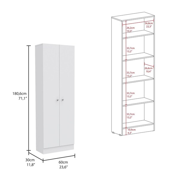 Homeroots 24" White Laminate Accent Cabinet With Four Shelves 477673 - main