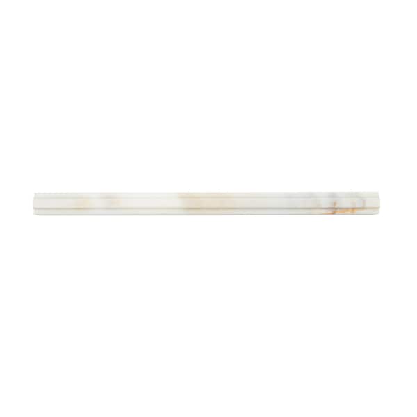 Apollo Tile Snow White 1x12 Calacatta Gold Marble Polished Pencil Liner Tile Trim 0.67 sqft/case, 10PK APLMCT884PA - main