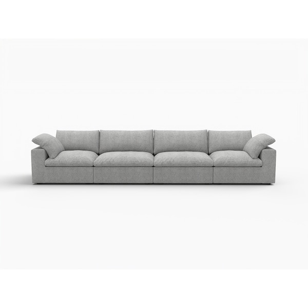 Homeroots 160" Light Gray Linen Blend Modular Sofa 714570 - main