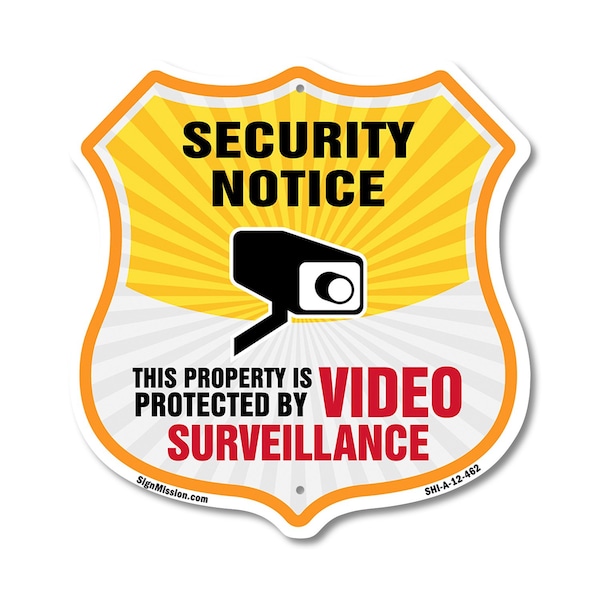 Signmission Security Notice Shield Sign This Propert, 12 Inch X 12 Inch, Aluminum Metal Sign SHI-A-12-462 - main