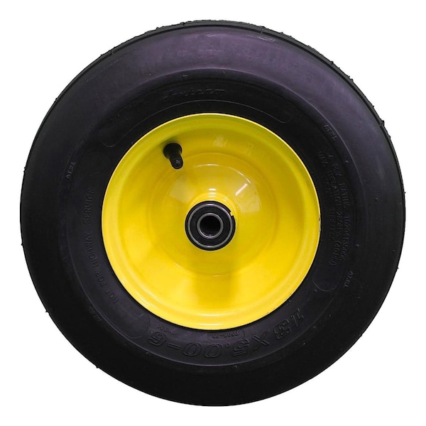 Antego 13 x 5-6 in Lawn Mower Tire & Wheel, 4 Ply, John Deere Yellow A6325740060204135006 - main