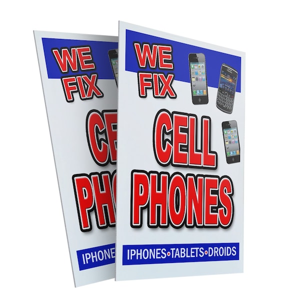 Signmission We Fix Cell Phones, Plastic Signs Only 24 Inch x 36 Inch, Corrugated Plastic, 2PK CSB-2436-2PACK-We Fix Cell Phones - main