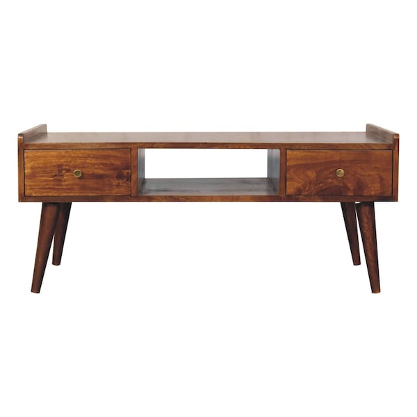 Homeroots 39in Brown Solid Wood Enclosed and Open Storage TV Stand 719195 - main