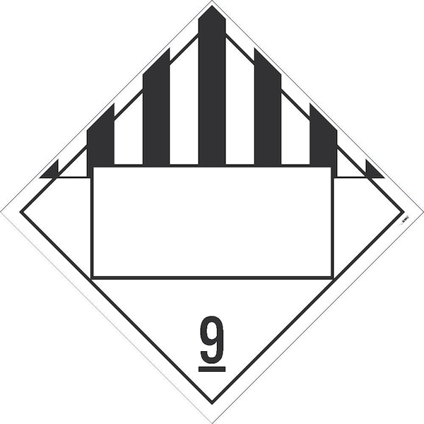 Nmc Dot Placard Sign, 9 Dangerous Goods, Blank, Material: Pressure Sensitive Removable Vinyl .0045 DL67BPR - main