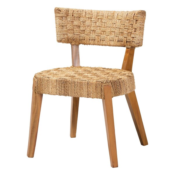 Bali & Pari Sabit Bohemian Seagrass and Mahogany Wood Dining Chair 251-13853-ZORO - main