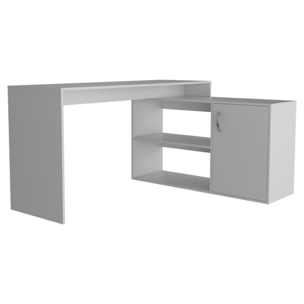 Homeroots 60" White L Shape Computer Desk 477842 - main