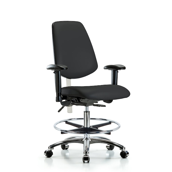 Blue Ridge Ergonomics Clean Room Chair Vin Med Ben Chair, Med, Bk, Blk, CL100, Adjustable Arms, 22" to 29" Height, Vinyl BR-NCR-VMBCH-MB-CR-T1-A1-CF-CC-8540 - main
