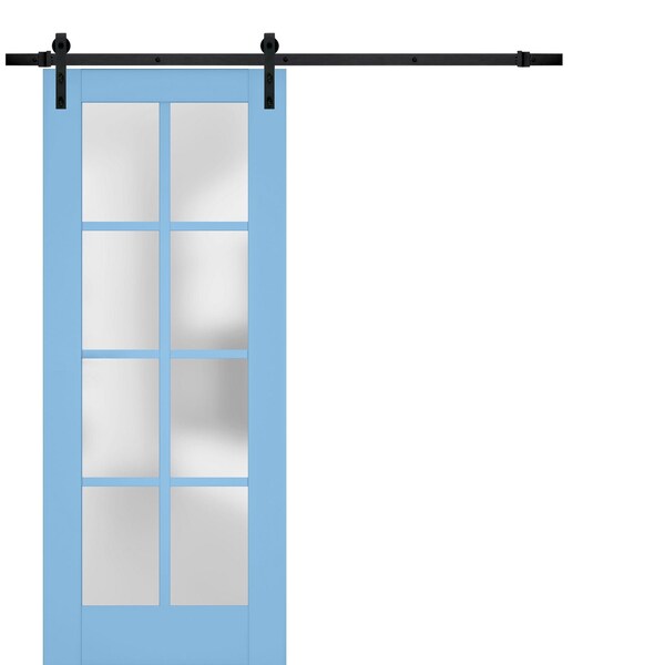 Sartodoors Sturdy Barn Door Solid Core Modern Interior VEREGIO7412BD-B-AQU-18 x 80-Black Rail - main