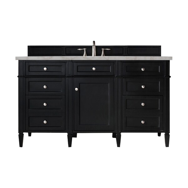 James Martin Vanities Brittany 60'' S Vanity, Black Onyx w/ Victorian Sil Silestone Top w/FreePower Wireless Charger 650-V60S-BKO-FVSL - main