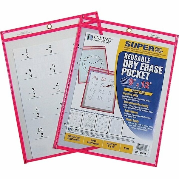 C-Line Products POCKET, DRYERASE, REUSE, RD, 30PK CLI40814 - main