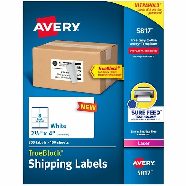 Avery Printable Blank Shipping Labels, PK800 05817 - main