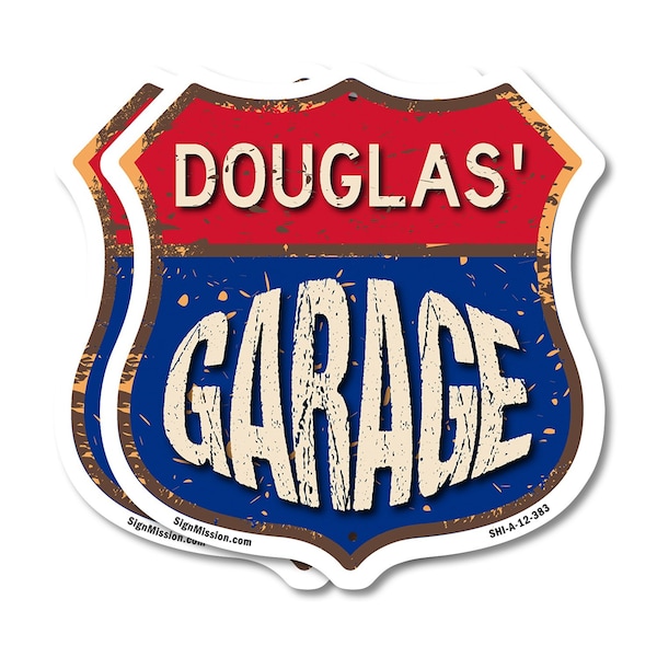 Signmission Douglas's Garage, 12 inch X 12 inch, Aluminum Metal Sign, 2PK SHI-A-2PACK-12-383-DOUGLAS - main