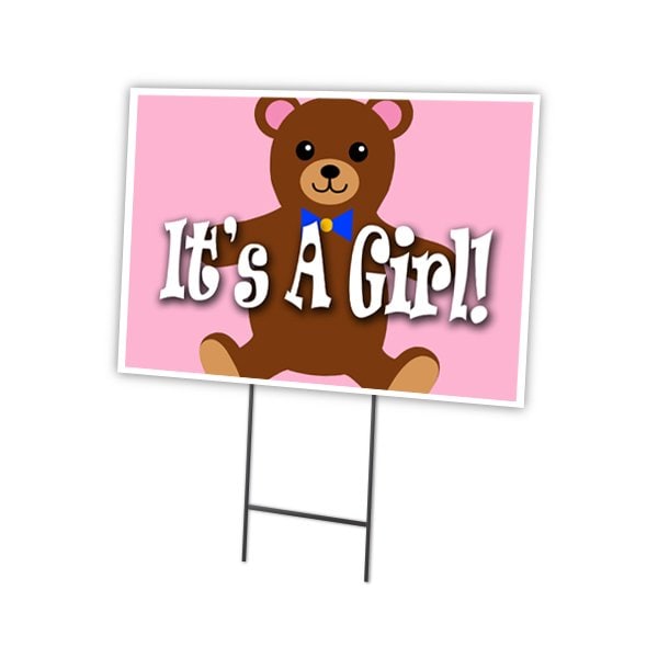 Signmission Its A Girl! Yard Sign & Stake outdoor plastic coroplast window C-1824-DS-Its A Girl! - main