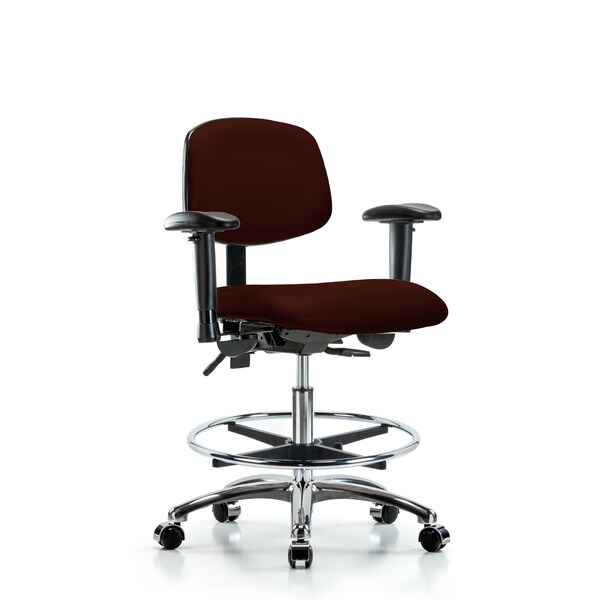 Blue Ridge Ergonomics Chair, Vin, Med Bench, Chr AA CF Cast, Burg, 6-Way Adjustable, 22" to 29" Height, Burgundy BR-VMBCH-CR-T0-A1-CF-CC-8569 - main