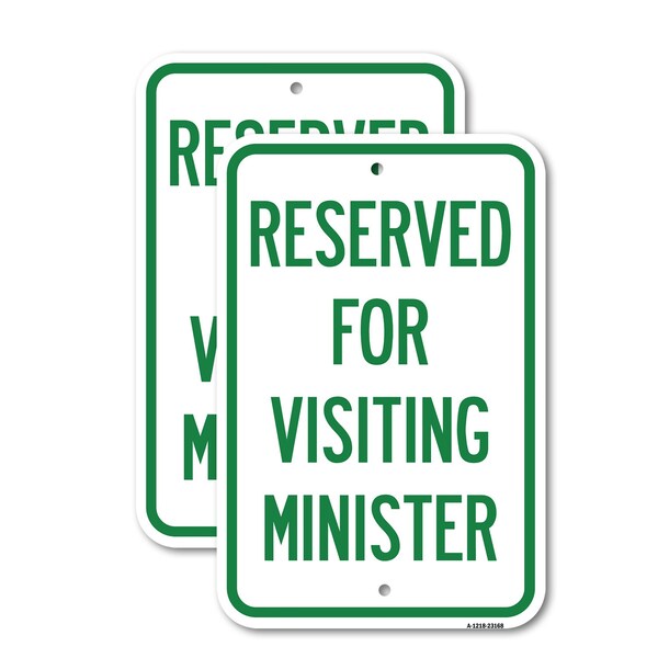 Signmission Reserved for Visiting Ministers, 12'' X 18'' 2 Signs, Heavy Gauge Aluminum, 2PK A-1218-2PACK-23168 - main