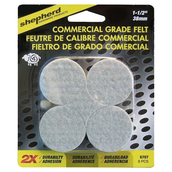 Shepherd Hardware Protective Pad, Felt, Beige, 1-1/2 in Dia, Round 6707 - main
