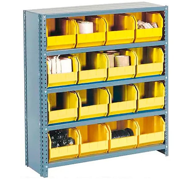 Global Industrial Steel Closed Shelving - 12 Yellow Plastic Stacking Bins 5 Shelves - 36x18x39 603264YL - main