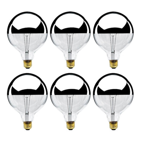 Bulbrite 60-Watt G40 Incandescent Light Bulb Medium Base (E26) Half Chrome 2700K, 6PK 862026 - main