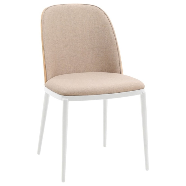 Leisuremod Tule Dining Side Chair with Velvet Seat and White Powder-Coated Steel Frame, Natural Wood/Brown TWCNW18BR - main