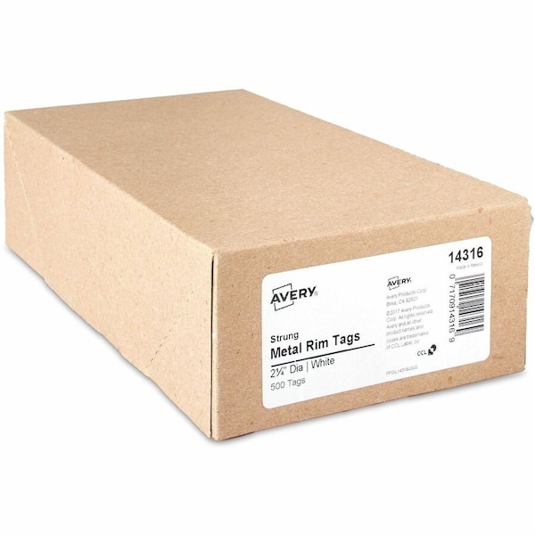 Avery Marking Tag, Metal, Card Stock, 2-1/4 in Dia., White, Round 14316 - main