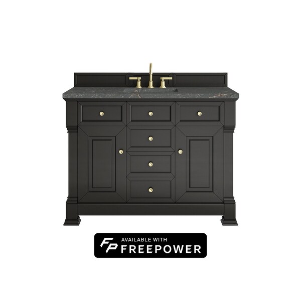 James Martin Vanities Brookfield 48 in. Single Vanity, Black Onyx w/ 3 CM Parisien Bleu Silestone Top 547-V48-BKO-FPBL - main