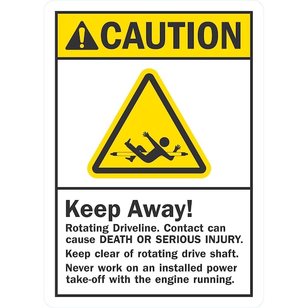Lyle Keep Away! Rotating Driveline. Contact Can Cause DEATH OR SE, 10x14, Non-Reflective, White G-1446-PL_10x14 - main